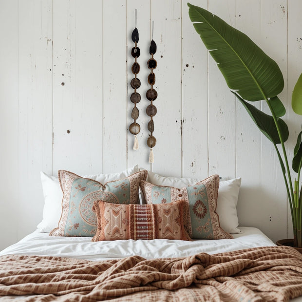 Esme Black, Taupe & Charcoal Agate Wall Hanging – Handcrafted Boho Garland (Multiple Sizes)