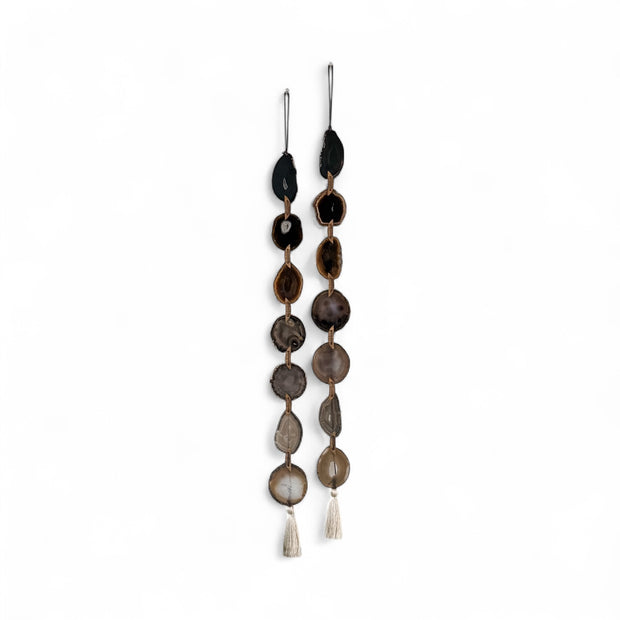 Esme Black, Taupe & Charcoal Agate Wall Hanging – Handcrafted Boho Garland (Multiple Sizes)
