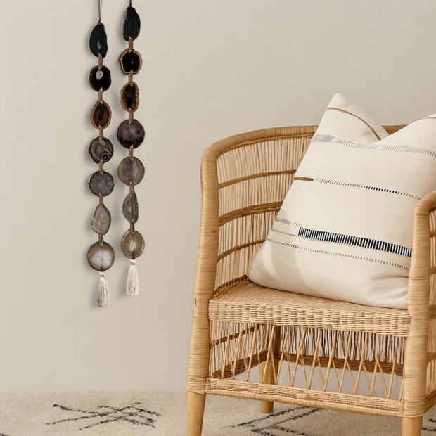Esme Black, Taupe & Charcoal Agate Wall Hanging – Handcrafted Boho Garland (Multiple Sizes)