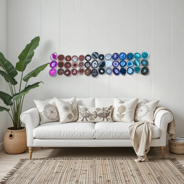 Rainbow Ombre Agate Wall Art Set - 42 Piece | DIY Installation