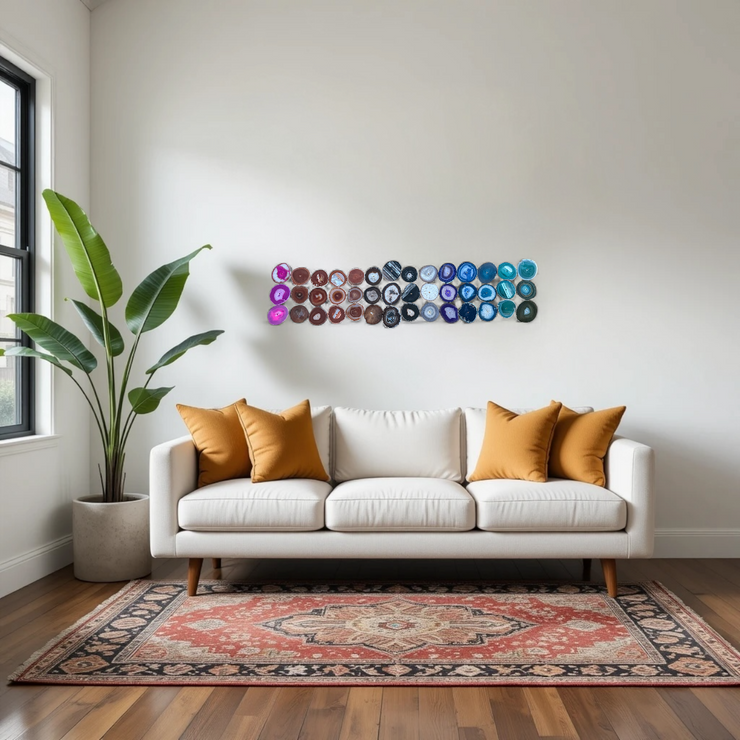 Rainbow Ombre Agate Wall Art Set - 42 Piece | DIY Installation