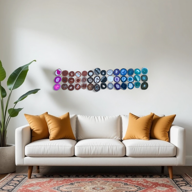 Rainbow Ombre Agate Wall Art Set - 42 Piece | DIY Installation