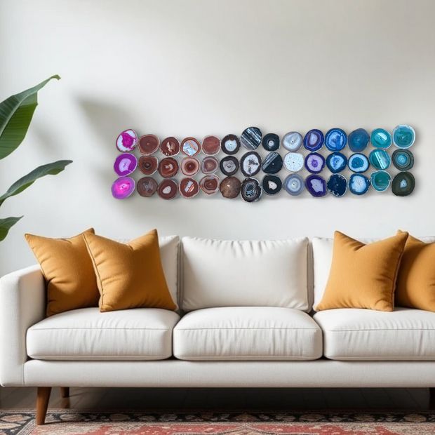 Rainbow Ombre Agate Wall Art Set - 42 Piece | DIY Installation