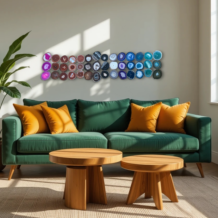 Rainbow Ombre Agate Wall Art Set - 42 Piece | DIY Installation