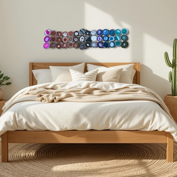 Rainbow Ombre Agate Wall Art Set - 42 Piece | DIY Installation