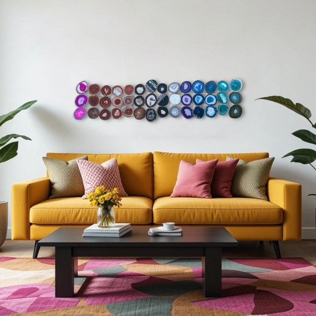Rainbow Ombre Agate Wall Art Set - 42 Piece | DIY Installation