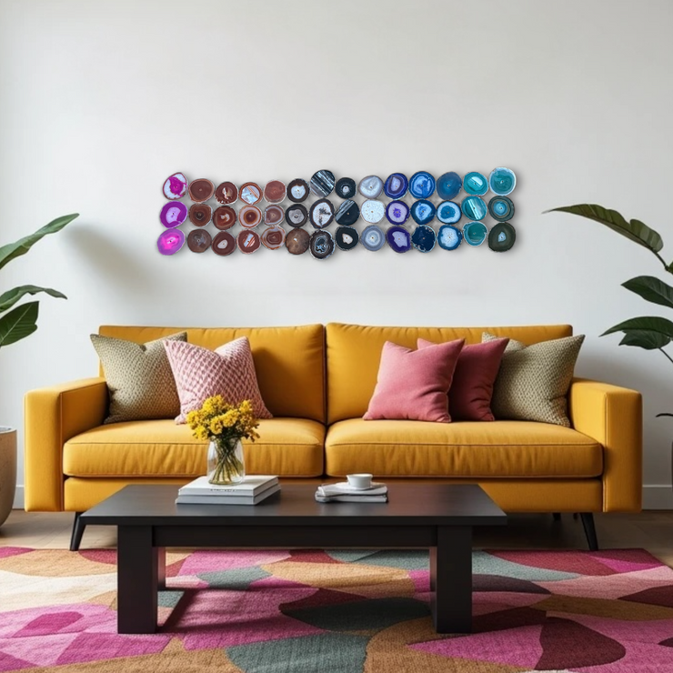Rainbow Ombre Agate Wall Art Set - 42 Piece | DIY Installation