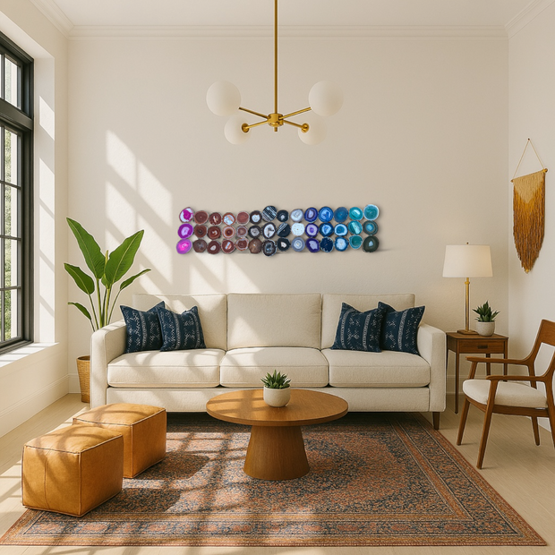 Rainbow Ombre Agate Wall Art Set - 42 Piece | DIY Installation