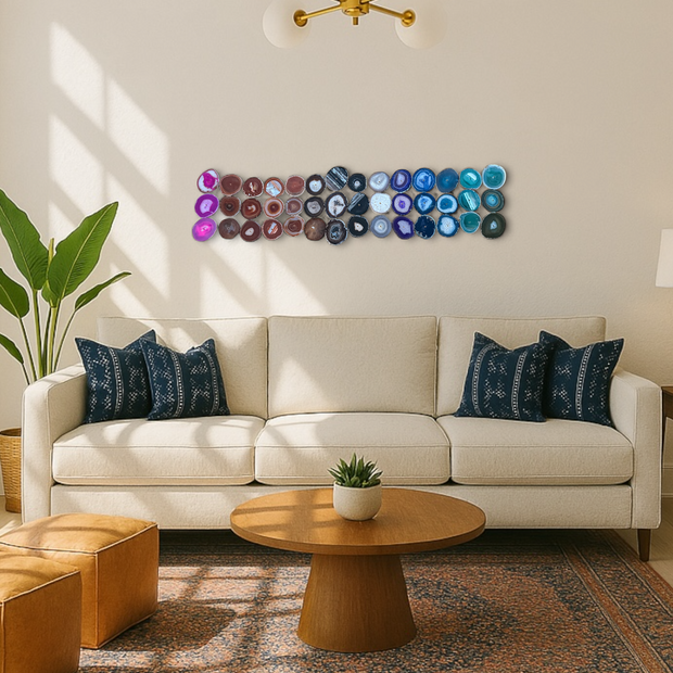 Rainbow Ombre Agate Wall Art Set - 42 Piece | DIY Installation