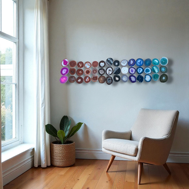 Rainbow Ombre Agate Wall Art Set - 42 Piece | DIY Installation