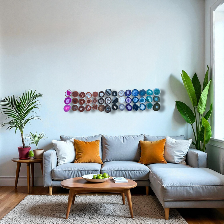 Rainbow Ombre Agate Wall Art Set - 42 Piece | DIY Installation