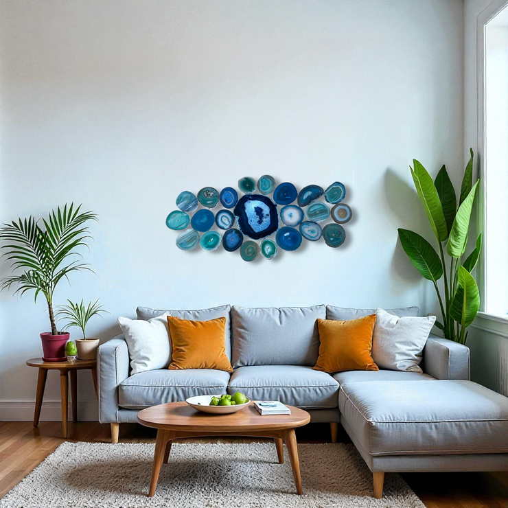 Ocean Current Agate Wall Art Set – 23 Piece | DIY Installation