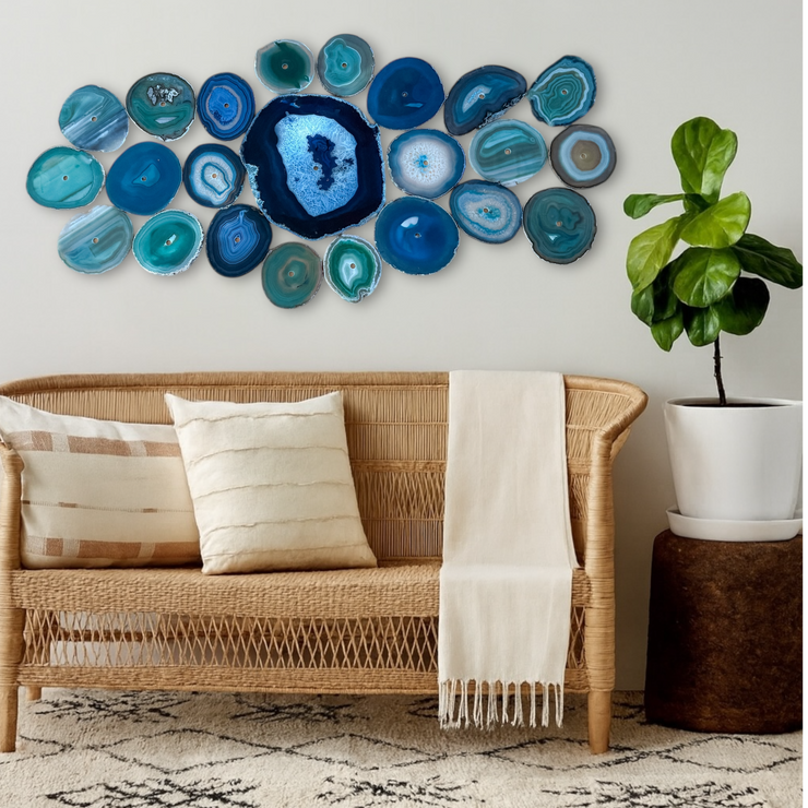 Ocean Current Agate Wall Art Set – 23 Piece | DIY Installation