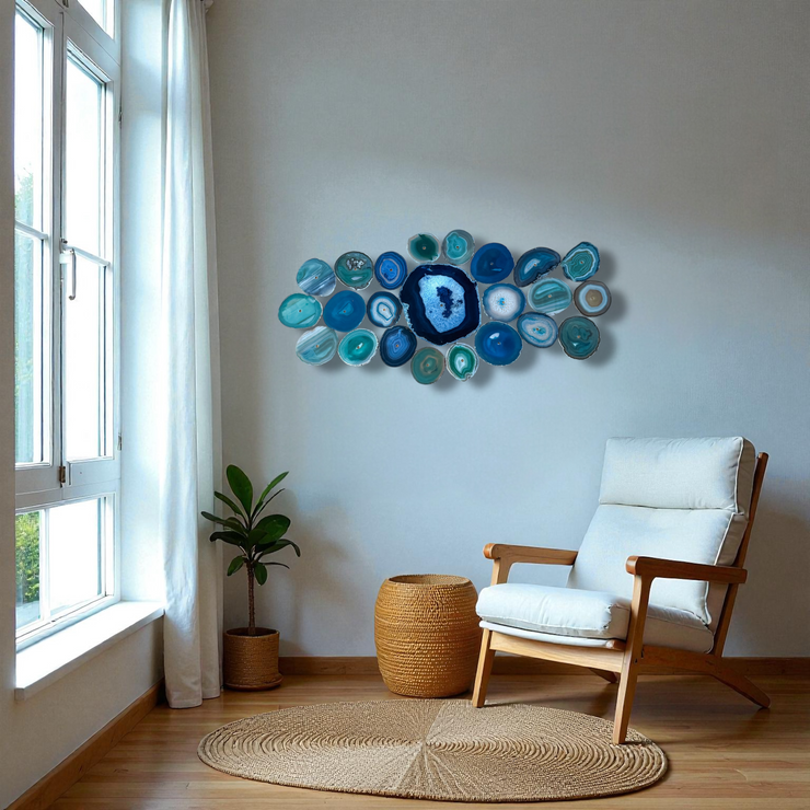 Ocean Current Agate Wall Art Set – 23 Piece | DIY Installation