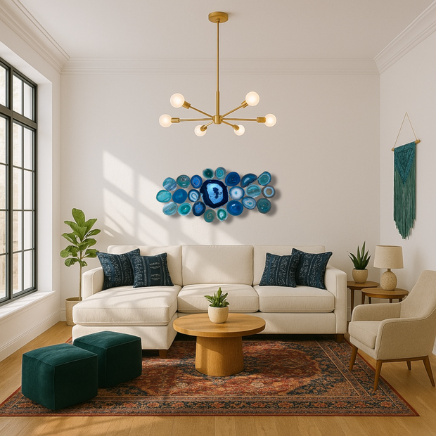 Ocean Current Agate Wall Art Set – 23 Piece | DIY Installation