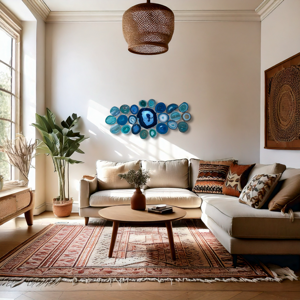 Ocean Current Agate Wall Art Set – 23 Piece | DIY Installation