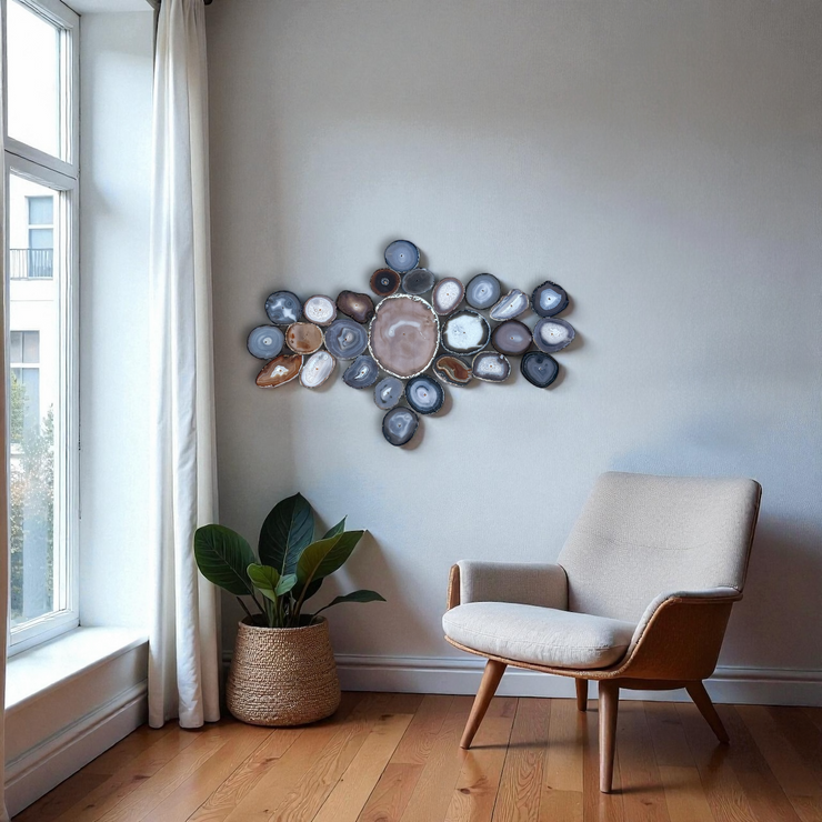 Umber Sol Agate Wall Art Set – 26 Piece | DIY Installation