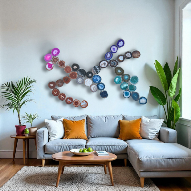 Rainbow Ombre Agate Wall Art Set - 42 Piece | DIY Installation
