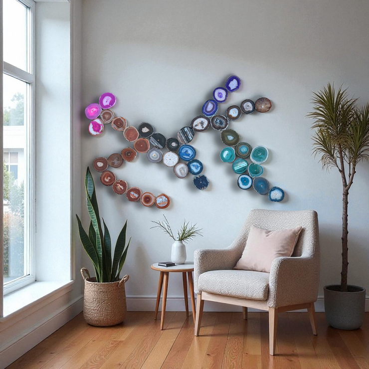 Rainbow Ombre Agate Wall Art Set - 42 Piece | DIY Installation