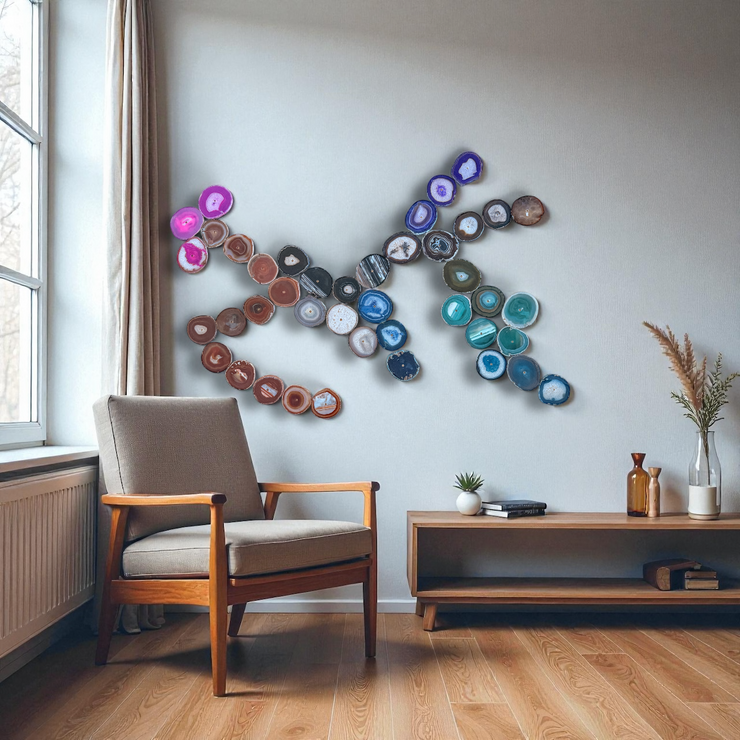 Rainbow Ombre Agate Wall Art Set - 42 Piece | DIY Installation