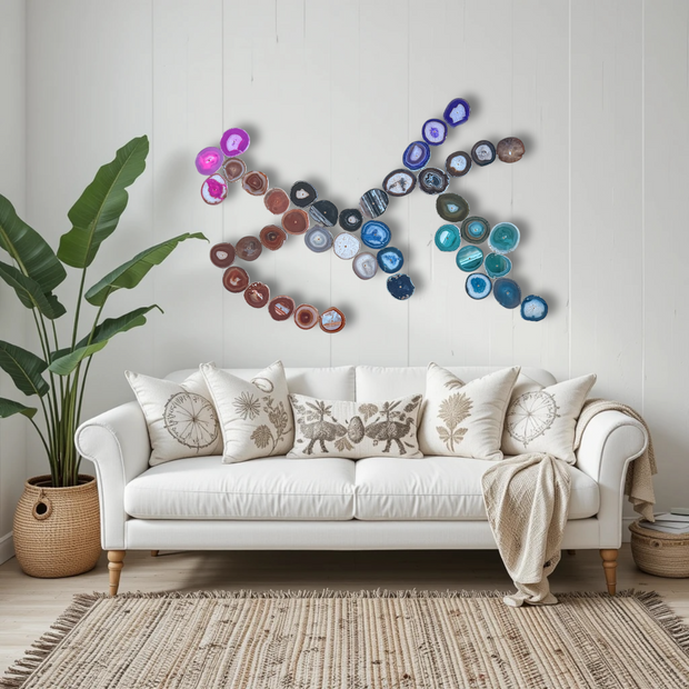Rainbow Ombre Agate Wall Art Set - 42 Piece | DIY Installation