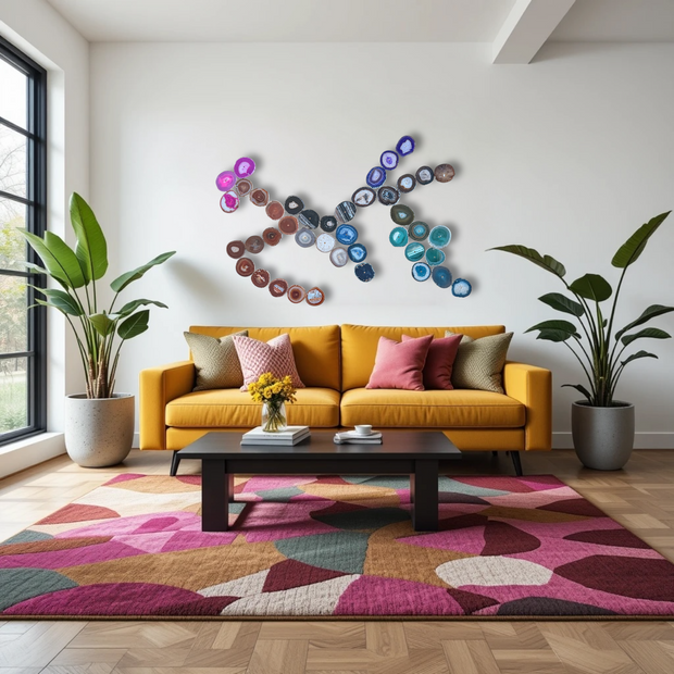 Rainbow Ombre Agate Wall Art Set - 42 Piece | DIY Installation