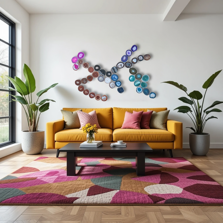 Rainbow Ombre Agate Wall Art Set - 42 Piece | DIY Installation