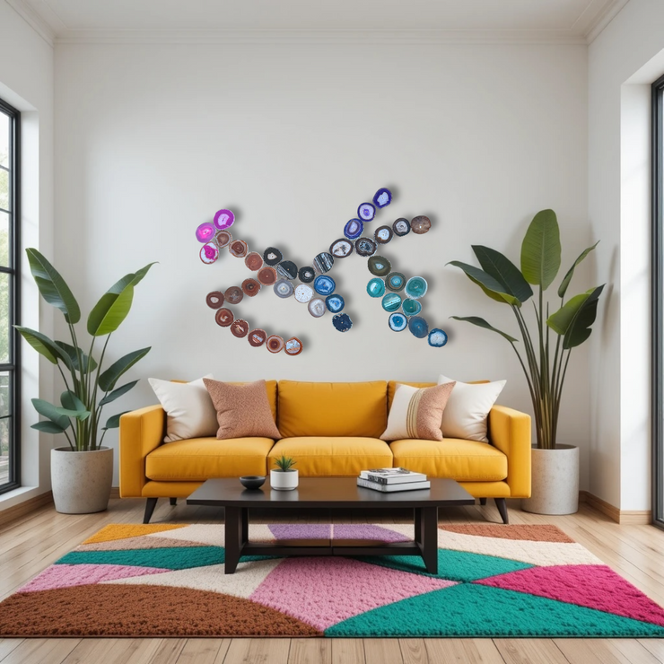 Rainbow Ombre Agate Wall Art Set - 42 Piece | DIY Installation