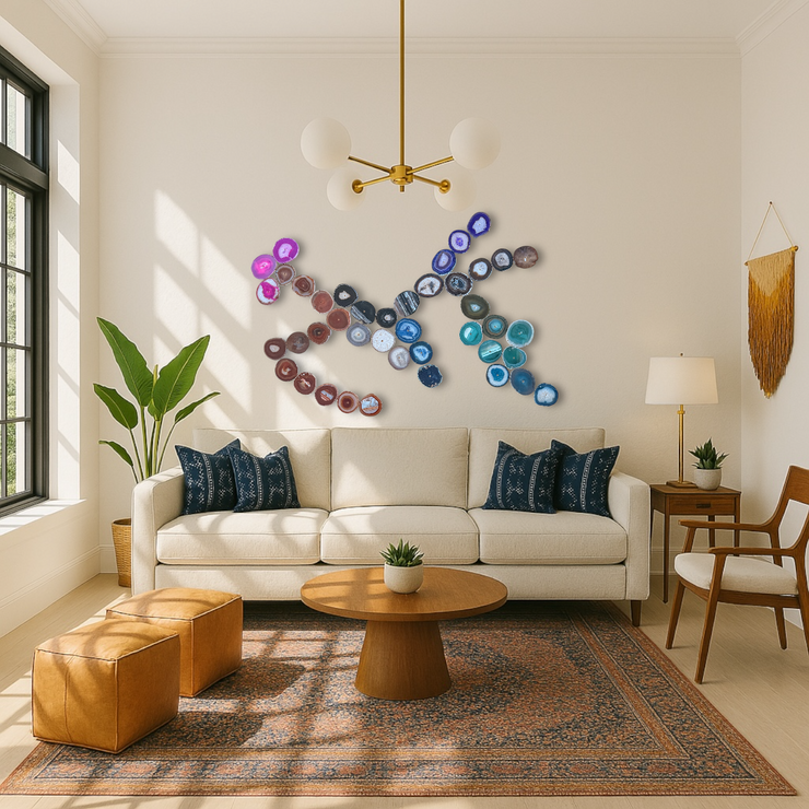 Rainbow Ombre Agate Wall Art Set - 42 Piece | DIY Installation