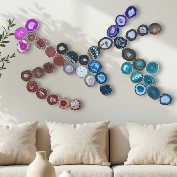 Rainbow Ombre Agate Wall Art Set - 42 Piece | DIY Installation