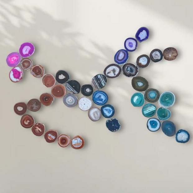 Rainbow Ombre Agate Wall Art Set - 42 Piece | DIY Installation