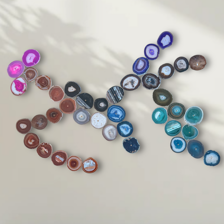Rainbow Ombre Agate Wall Art Set - 42 Piece | DIY Installation
