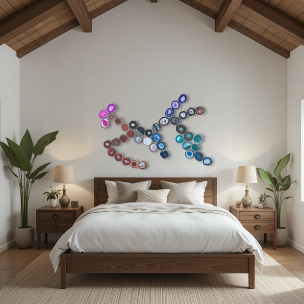 Rainbow Ombre Agate Wall Art Set - 42 Piece | DIY Installation