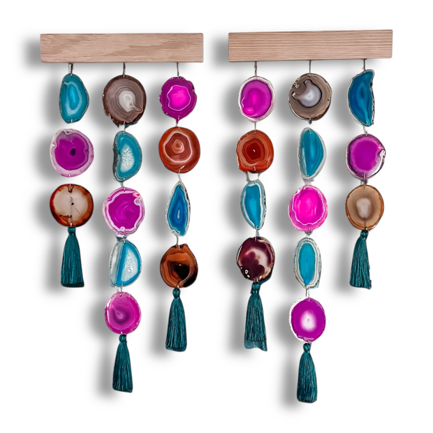 Magenta Teal Uma Agate Wall Hanging (Pair or Single)
