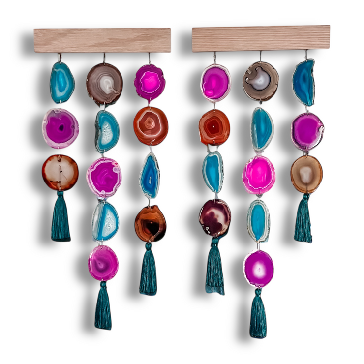 Magenta Teal Uma Agate Wall Hanging (Pair or Single)