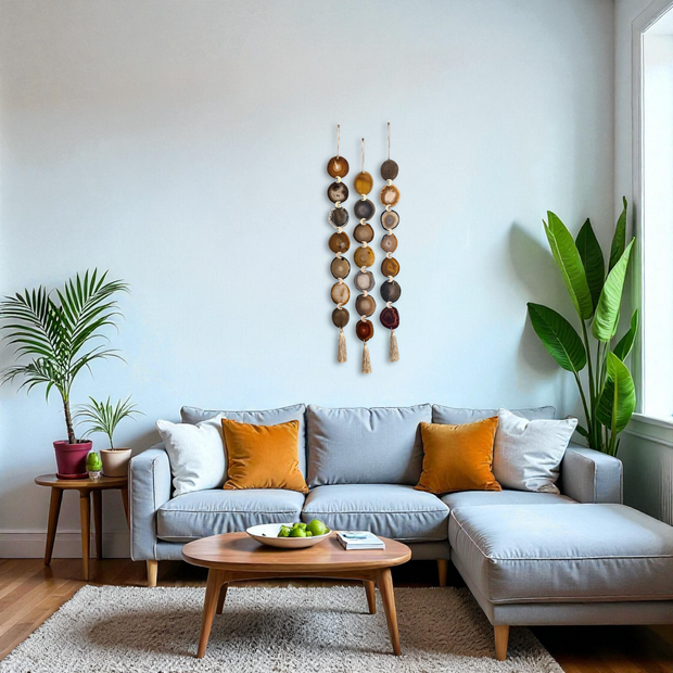 Set of 3 Umber Moon Agate Garlands