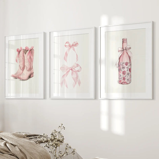 Cowgirl Boots Preppy Modern Wall Art Poster Set