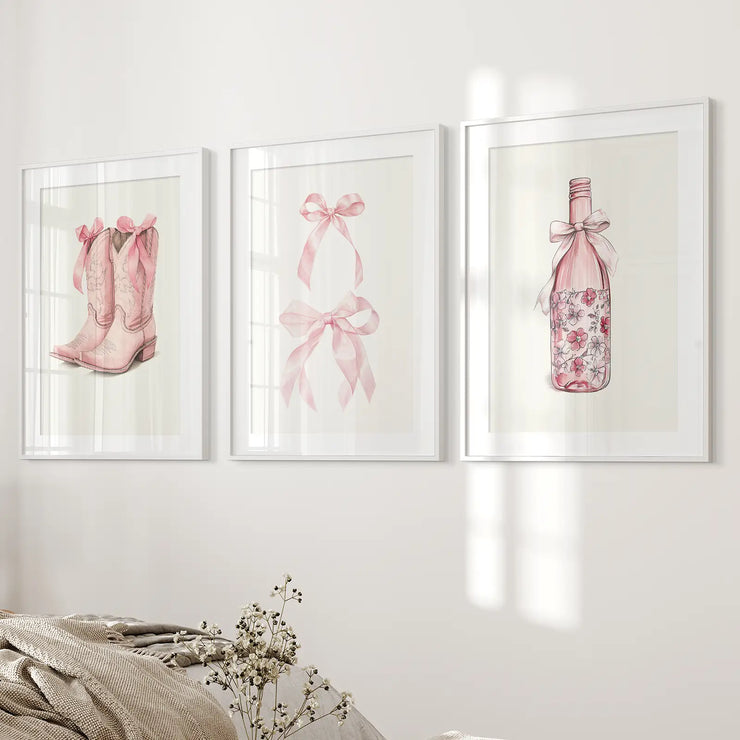 Cowgirl Boots Preppy Modern Wall Art Poster Set