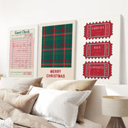 Christmas Wall Art Set. Guest Check, Santa Tickets