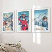 Vintage Apres Ski Resort Set of 3 Prints. Winter Sports Decor