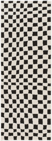 Lajos Black & White Checkered Plush Rug