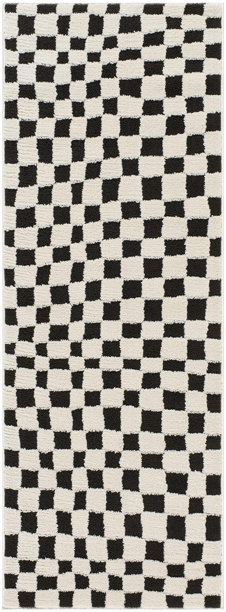 Lajos Black & White Checkered Plush Rug