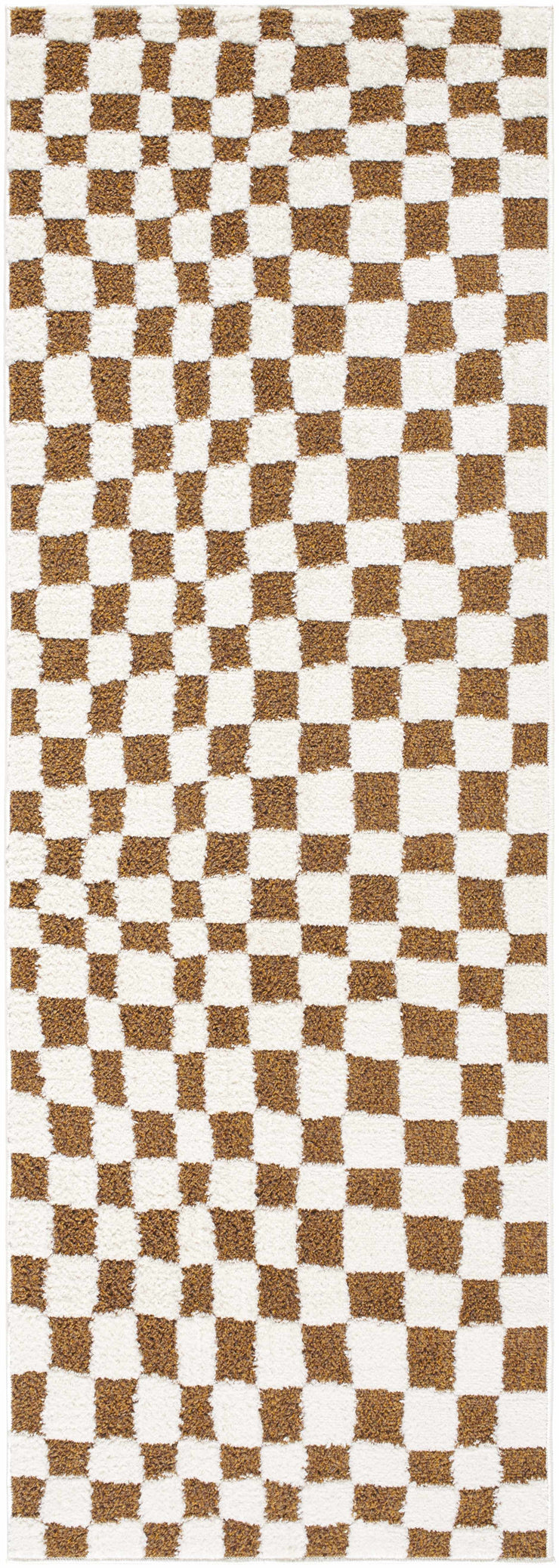 Lajos Brown Checkered Shag Rug