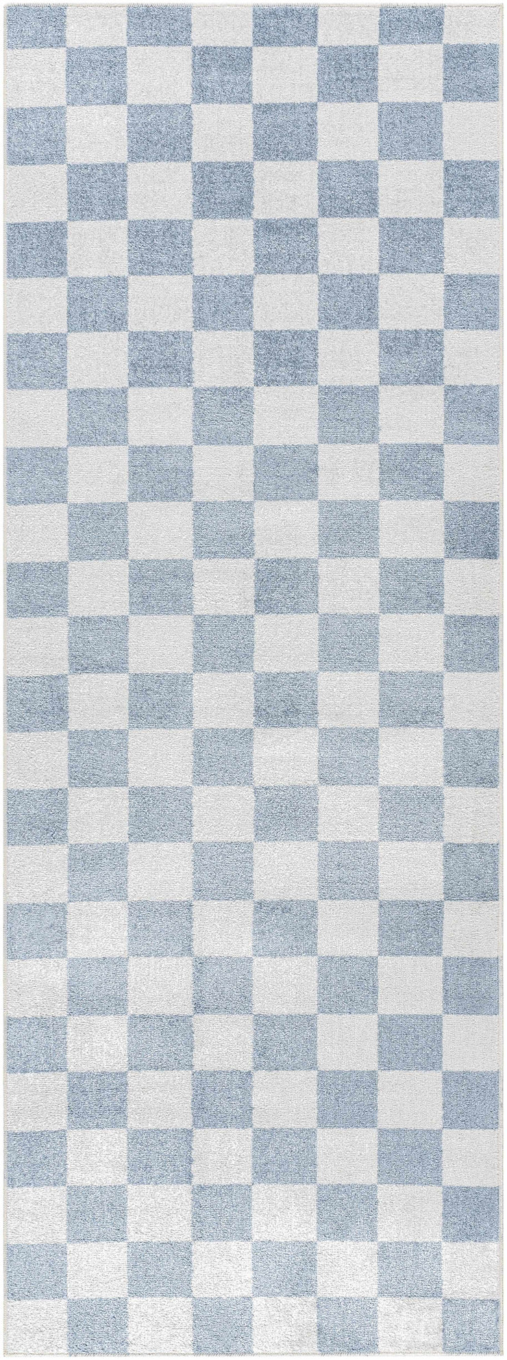 Brone Blue Checkered Washable Rug