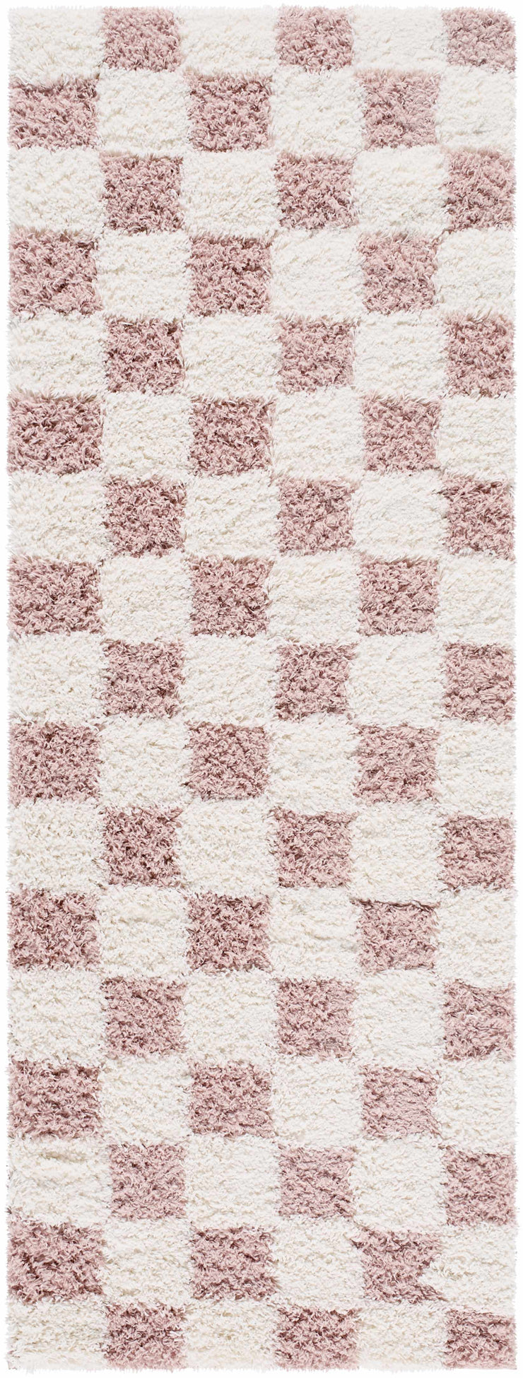 Atira Pink Checkered Shag Rug