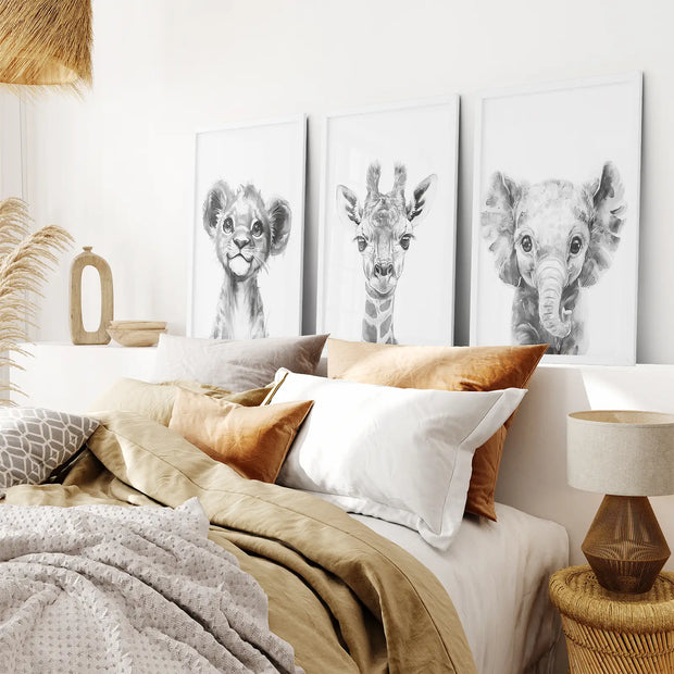 Black and White Jungle Animal Baby Room Decor