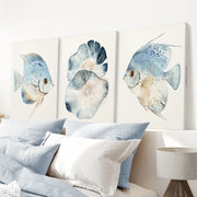 Modern Watercolor Coastal Prints. Fish Wall Art Posters