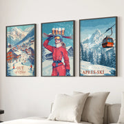Vintage Apres Ski Resort Set of 3 Prints. Winter Sports Decor