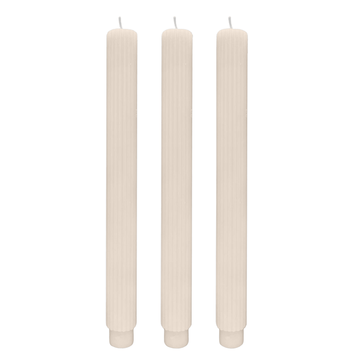 Fluted Taper Candles - Set of 3