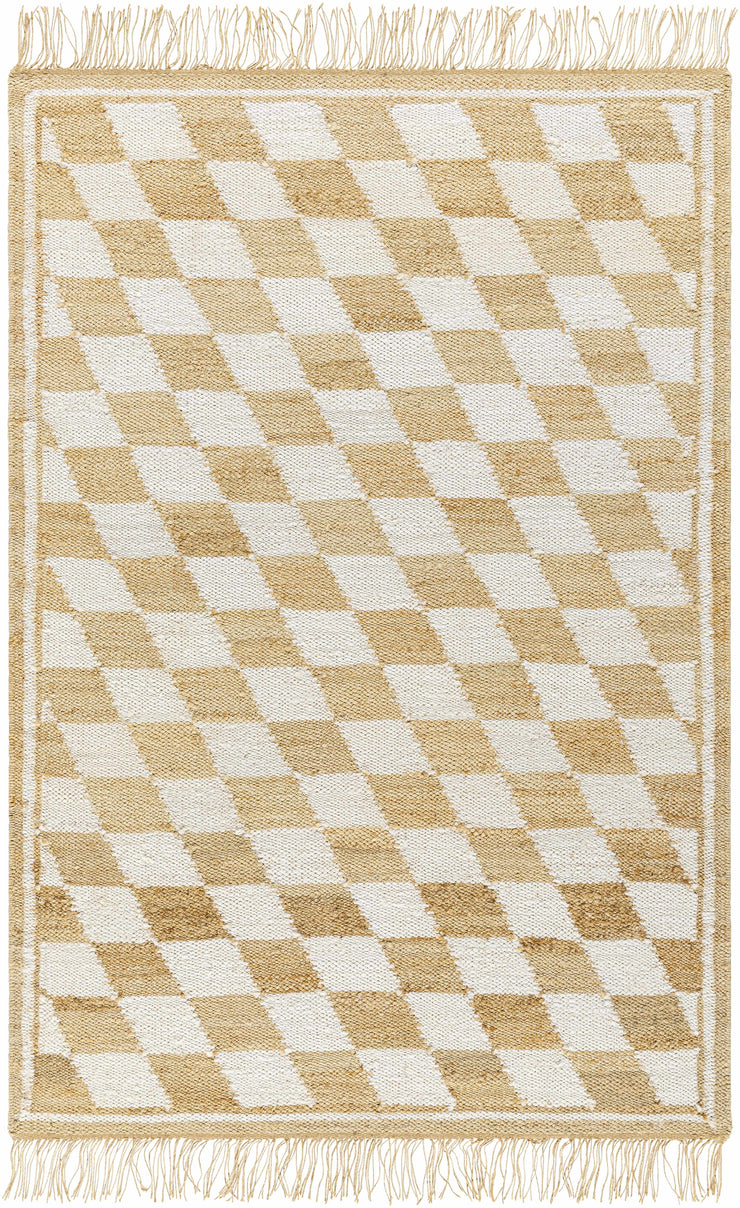 Tiria Diamond Checkered Jute Tasseled Rug